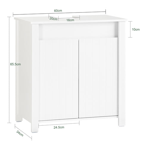 SoBuy BZR101-W Wastafel Onderkast - Wastafelmeubel - Badkamerkast - Badkamer Onderkast - Opbergkast - Opbergplank