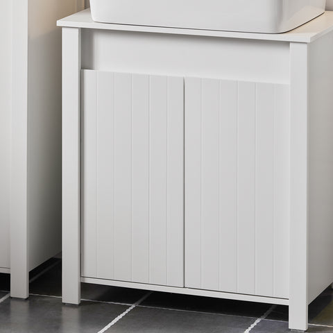 SoBuy BZR101-W Wastafel Onderkast - Wastafelmeubel - Badkamerkast - Badkamer Onderkast - Opbergkast - Opbergplank