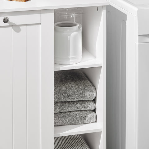 SoBuy BZR105-W Waskast met Waszak, Badkamerkast, Badkamer Kolomkast Onderkast, Ladekast, Staande Kast