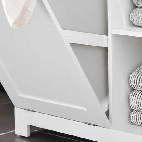 SoBuy BZR105-W Waskast met Waszak, Badkamerkast, Badkamer Kolomkast Onderkast, Ladekast, Staande Kast