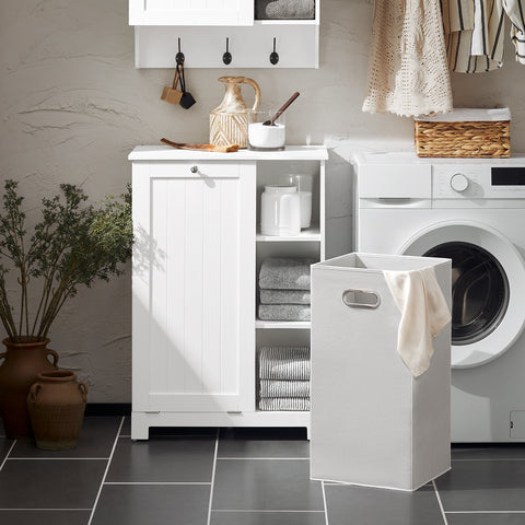 SoBuy BZR105-W Waskast met Waszak, Badkamerkast, Badkamer Kolomkast Onderkast, Ladekast, Staande Kast