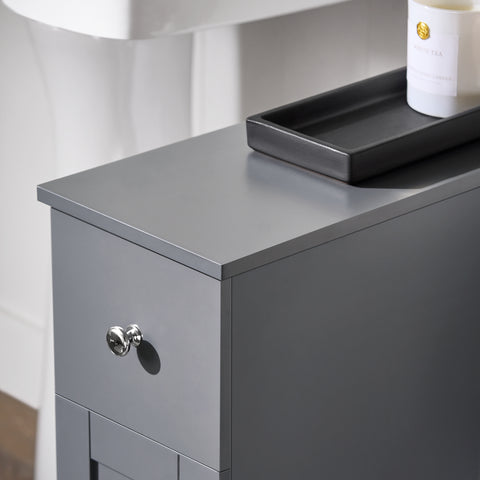 SoBuy BZR106-DG Lage Kast,  Badkamer Kast,  Toiletkast, Badkamertrolley met 1 Lade, 1 Deur en 3 Planken