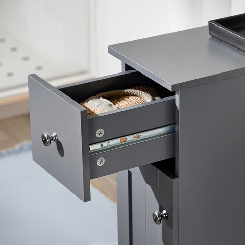 SoBuy BZR106-DG Lage Kast,  Badkamer Kast,  Toiletkast, Badkamertrolley met 1 Lade, 1 Deur en 3 Planken