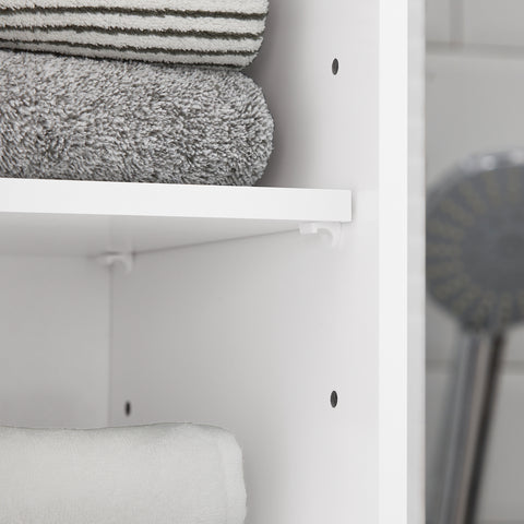 SoBuy BZR109-W Badkamer Kolomkast - Badkamerkast met Kantelbare Wasmand - Hoge Kast - Staande Kolomkast