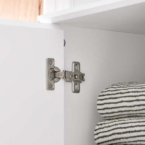 SoBuy BZR109-W Badkamer Kolomkast - Badkamerkast met Kantelbare Wasmand - Hoge Kast - Staande Kolomkast