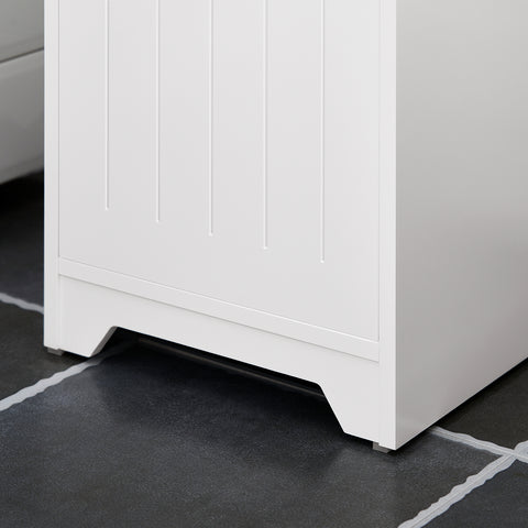 SoBuy BZR109-W Badkamer Kolomkast - Badkamerkast met Kantelbare Wasmand - Hoge Kast - Staande Kolomkast