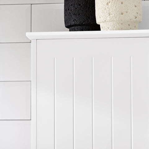 SoBuy BZR109-W Badkamer Kolomkast - Badkamerkast met Kantelbare Wasmand - Hoge Kast - Staande Kolomkast