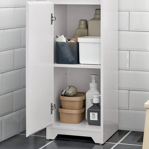 SoBuy BZR109-W Badkamer Kolomkast - Badkamerkast met Kantelbare Wasmand - Hoge Kast - Staande Kolomkast