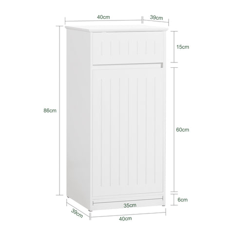 SoBuy BZR110-W Badkamerkast, Kolomkast, Lade Kast, Ladenkast, Waskast, Badkamer Halfhoge Opbergkast