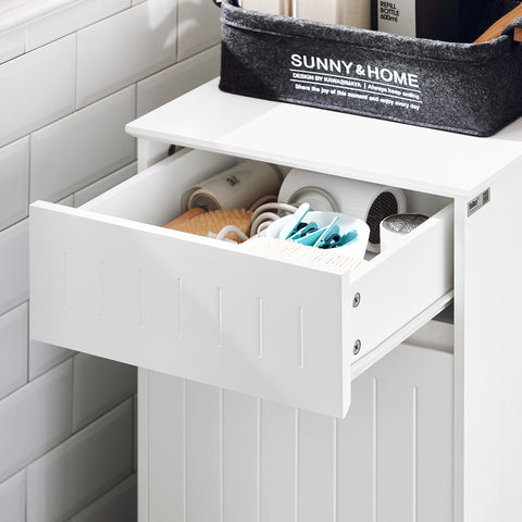 SoBuy BZR110-W Badkamerkast, Kolomkast, Lade Kast, Ladenkast, Waskast, Badkamer Halfhoge Opbergkast
