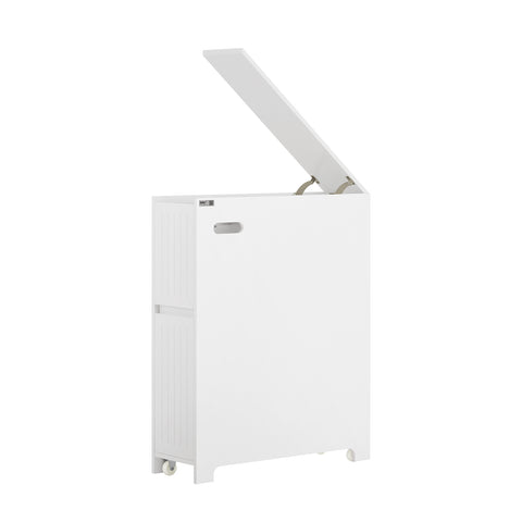 SoBuy BZR111-W Lage Kast, Staande Smalle Opbergkast, Badkamer Kast, Toiletkast, Ondersteuning Papier Toilette