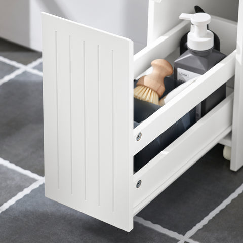 SoBuy BZR111-W Lage Kast, Staande Smalle Opbergkast, Badkamer Kast, Toiletkast, Ondersteuning Papier Toilette