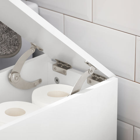SoBuy BZR111-W Lage Kast, Staande Smalle Opbergkast, Badkamer Kast, Toiletkast, Ondersteuning Papier Toilette