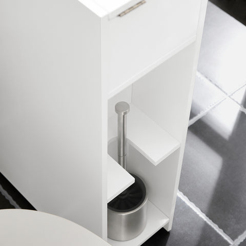 SoBuy BZR111-W Lage Kast, Staande Smalle Opbergkast, Badkamer Kast, Toiletkast, Ondersteuning Papier Toilette