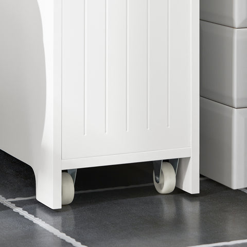 SoBuy BZR111-W Lage Kast, Staande Smalle Opbergkast, Badkamer Kast, Toiletkast, Ondersteuning Papier Toilette