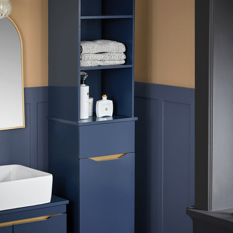 Sobuy BZR112-B Badkamer Kolomkast - Badkamerkast - Hoge Kast - Staande Kolomkast - Opbergkast Opbergplank