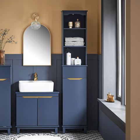 Sobuy BZR112-B Badkamer Kolomkast - Badkamerkast - Hoge Kast - Staande Kolomkast - Opbergkast Opbergplank