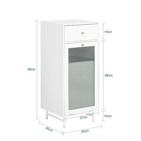 SoBuy BZR116-W Badkamerkast, Kolomkast, Lade Kast, Ladenkast, Waskast, Badkamer Halfhoge Opbergkast