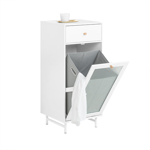 SoBuy BZR116-W Badkamerkast, Kolomkast, Lade Kast, Ladenkast, Waskast, Badkamer Halfhoge Opbergkast