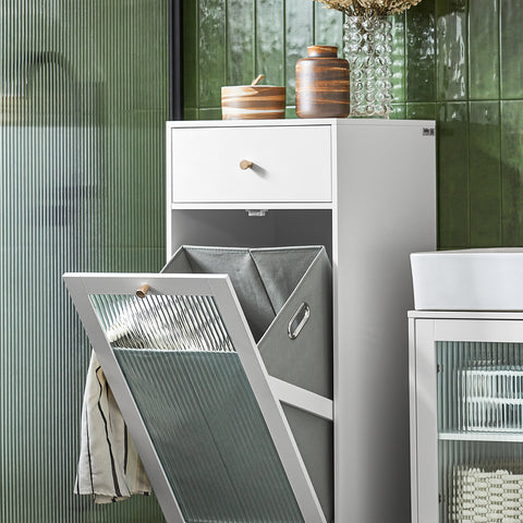 SoBuy BZR116-W Badkamerkast, Kolomkast, Lade Kast, Ladenkast, Waskast, Badkamer Halfhoge Opbergkast