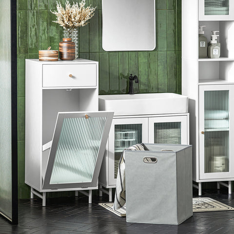 SoBuy BZR116-W Badkamerkast, Kolomkast, Lade Kast, Ladenkast, Waskast, Badkamer Halfhoge Opbergkast