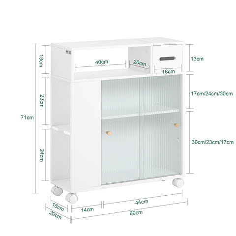 SoBuy BZR117-W Lage Kast, Staande Smalle Opbergkast, Badkamer Kast, Smalle Badkamerkast, Toiletkast