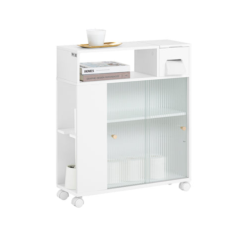 SoBuy BZR117-W Lage Kast, Staande Smalle Opbergkast, Badkamer Kast, Smalle Badkamerkast, Toiletkast