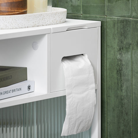 SoBuy BZR117-W Lage Kast, Staande Smalle Opbergkast, Badkamer Kast, Smalle Badkamerkast, Toiletkast