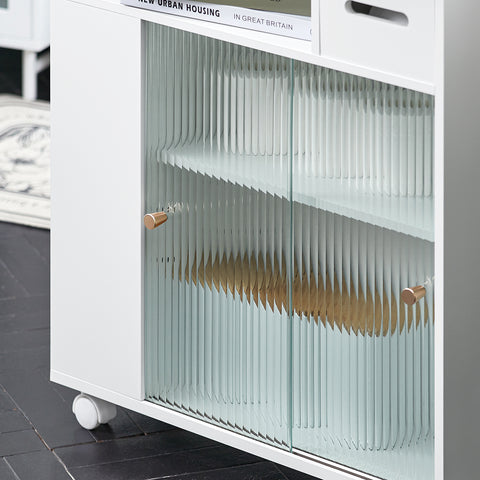 SoBuy BZR117-W Lage Kast, Staande Smalle Opbergkast, Badkamer Kast, Smalle Badkamerkast, Toiletkast