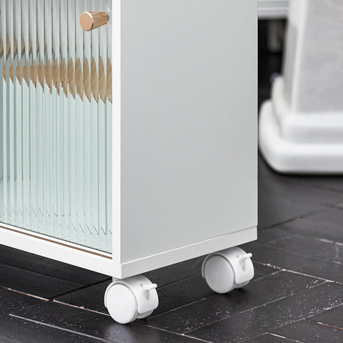 SoBuy BZR117-W Lage Kast, Staande Smalle Opbergkast, Badkamer Kast, Smalle Badkamerkast, Toiletkast