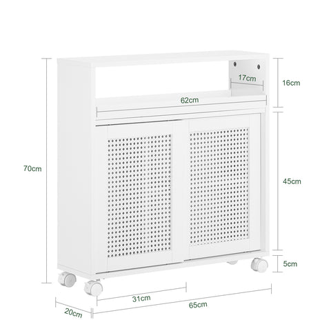 SoBuy BZR119-W Lage Kast, Badkamer Kast, Smalle Badkamerkast, Toiletkast, Toiletpapierhouder