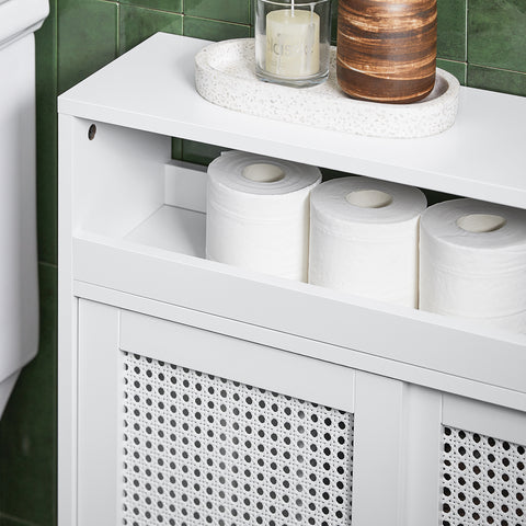 SoBuy BZR119-W Lage Kast, Badkamer Kast, Smalle Badkamerkast, Toiletkast, Toiletpapierhouder