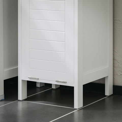 SoBuy BZR122-W Badkamerkast, Lage Kast, Smal Badkamerkastje, Badkamermeubel met 1 Kantelbare Wasmand