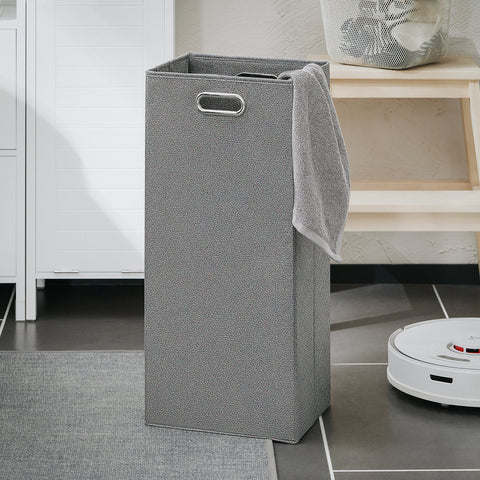 SoBuy BZR123-W Badkamer Kolomkast, Badkamerkast, Hoge Kast, Staande Kolomkast, Opbergkast Opbergplank met 2 Planken en 1 Wasmand