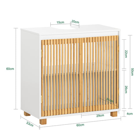 SoBuy BZR125-W Wastafel Onderkast, Wastafelmeubel, Badkamer Onderkast, Badkamerkast, Wastafelkast