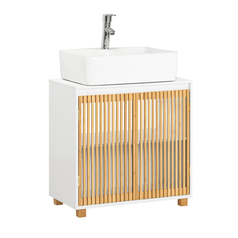 SoBuy BZR125-W Wastafel Onderkast, Wastafelmeubel, Badkamer Onderkast, Badkamerkast, Wastafelkast