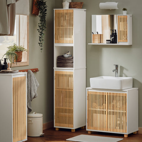 SoBuy BZR125-W Wastafel Onderkast, Wastafelmeubel, Badkamer Onderkast, Badkamerkast, Wastafelkast