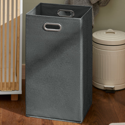 SoBuy BZR126-W Staande Badkamerkast, Lage Kast, Smal Badkamerkastje, Halfhoge met 1 Kantelbare Wasmand et Bamboe Deur