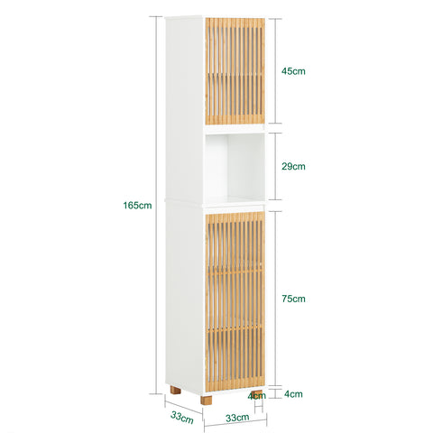 SoBuy BZR127-W Badkamer Kolomkast, Hoge Kast, Badkamerkast, Staande Kolomkast, Opbergkast Opbergplank