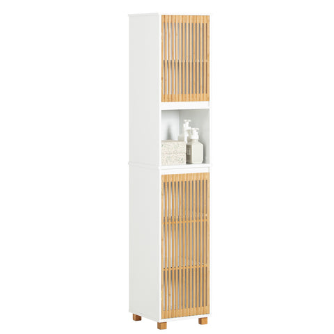 SoBuy BZR127-W Badkamer Kolomkast, Hoge Kast, Badkamerkast, Staande Kolomkast, Opbergkast Opbergplank
