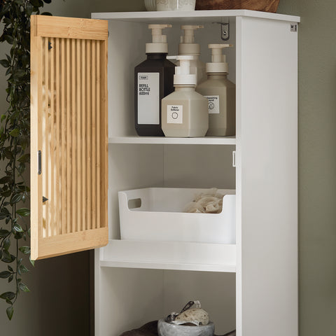 SoBuy BZR127-W Badkamer Kolomkast, Hoge Kast, Badkamerkast, Staande Kolomkast, Opbergkast Opbergplank