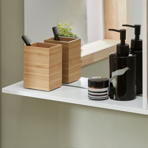 SoBuy BZR128-W Badkamerspiegelkast, Hoge Kast, Badkamer Hangkast, Wandcommode, Wandplank, Spiegelkast