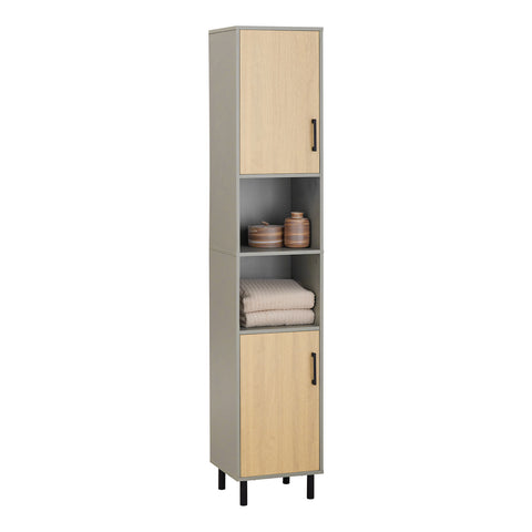 SoBuy BZR131-NG Badkamer Kolomkast,  Hoge Kast,Opbergkast Opbergplank met 2 Verstelbare Plankdeuren