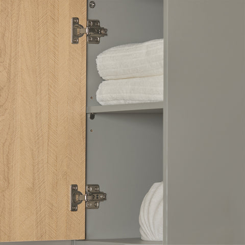 SoBuy BZR131-NG Badkamer Kolomkast,  Hoge Kast,Opbergkast Opbergplank met 2 Verstelbare Plankdeuren