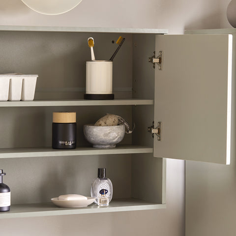SoBuy BZR134-NG Spiegelkast, Hoge Kast, Hangkast, Badkamer Wandkast, Wandcommode, Wandplank,  met 2 Deuren en 1 Plank