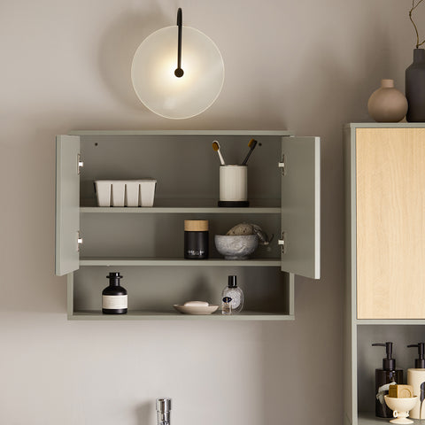SoBuy BZR134-NG Spiegelkast, Hoge Kast, Hangkast, Badkamer Wandkast, Wandcommode, Wandplank,  met 2 Deuren en 1 Plank