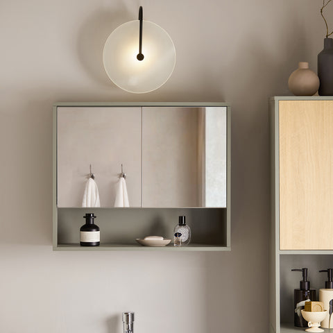 SoBuy BZR134-NG Spiegelkast, Hoge Kast, Hangkast, Badkamer Wandkast, Wandcommode, Wandplank,  met 2 Deuren en 1 Plank