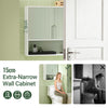 SoBuy BZR140-GR Badkamer Wandkast Groen – Hangkast 15 cm Diep met 2 Deuren en Verstelbare Planken