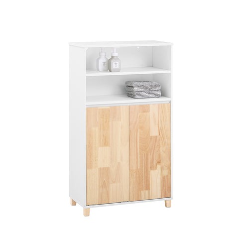 SoBuy BZR143-WN Badkamermeubel met afneembare wasbak, commode, voor badkamer, toiletkast met 3 vakken en 1 wasmand