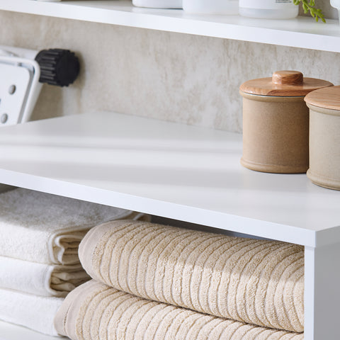 SoBuy BZR143-WN Badkamermeubel met afneembare wasbak, commode, voor badkamer, toiletkast met 3 vakken en 1 wasmand
